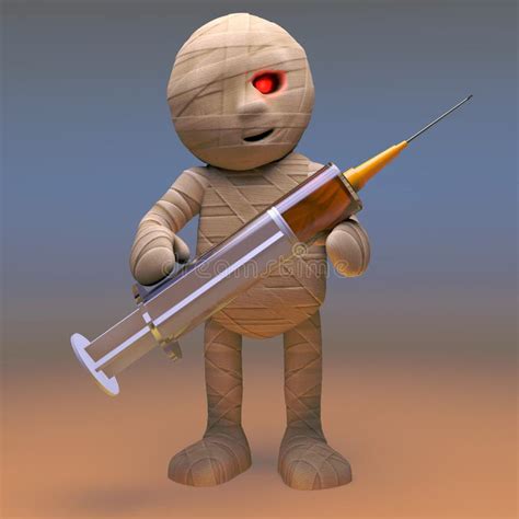 Unwell Egyptian Mummy Monster Tries A New Medicine With His Syringe 3d