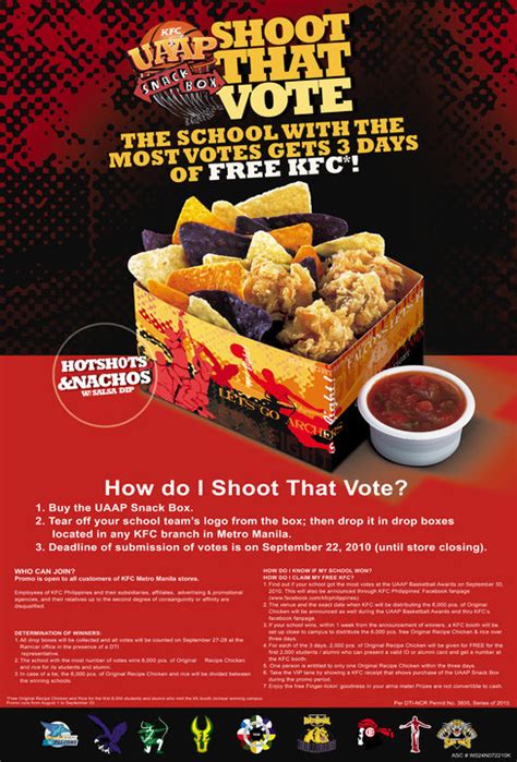 UAAP Snack Box KFC Shoot That Vote Promo Philippine Contests And Promos