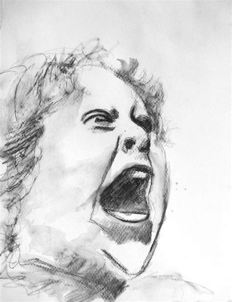 Original Portrait Drawing By Ilaria Berenice Expressionism Art On Paper Screaming Face