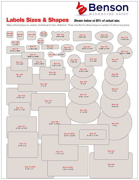 Printable Label Sizes