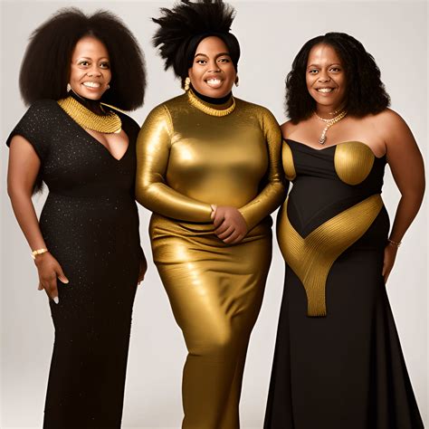 Three Black Women Dressed In Gold And Black Creative Fabrica