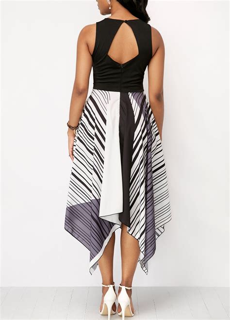 Cutout Back Sleeveless Asymmetric Hem Dress | Rosewe.com - USD $32.56 ...
