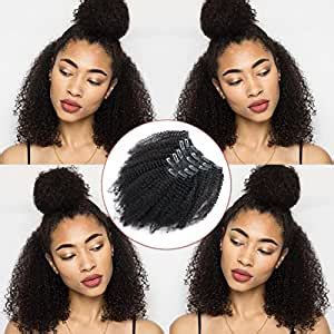 Amazon Com Lovrio Afro Kinkys Curly Clip Ins Brazilian Virgin Hair Extensions Big Thick Double