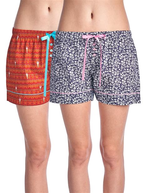 Casual Nights Womens 2 Pack Cotton Woven Lounge Boxer Shorts