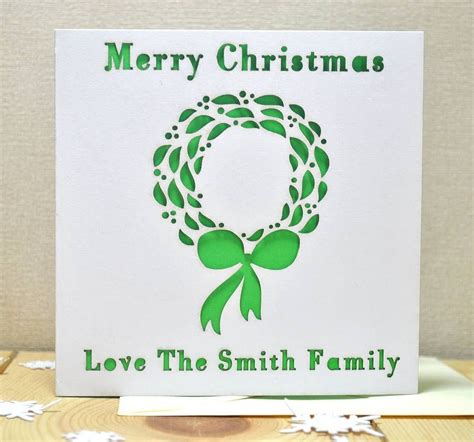 Personalised Laser Cut Christmas Wreath Card By Sweet Pea Design