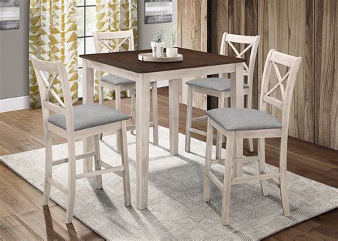 5pc Tahoe Counter Height Dining Table Set In Antique White By Happy Homes