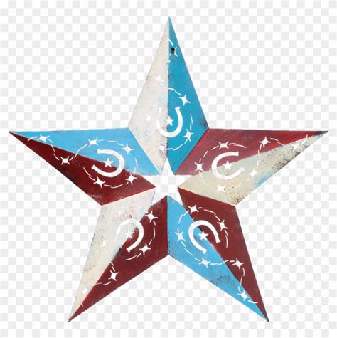 Red White And Blue Metal Barbwire And Horseshoe Star Emblem Hd Png