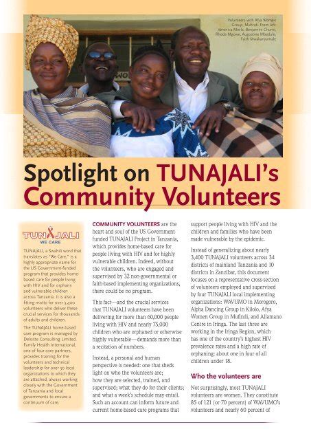 Spotlight On Tunajalis Community Volunteers Fhi 360