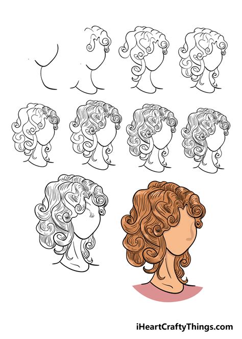 Curly Hair Drawing How To Draw Curly Hair Step By Step