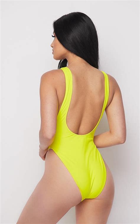 Open Side High Cut One Piece Swimsuit Yellow