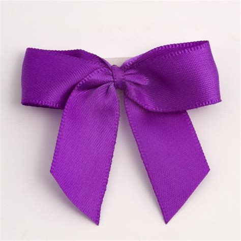 12 Purple Self Adhesive Satin Bows 55cm Wide Favour This