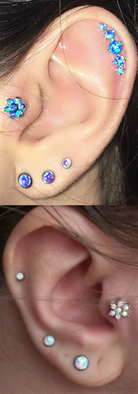 Beautiful Ear Piercing Ideas At MyBodiArt Com Opal Tragus Earring 5