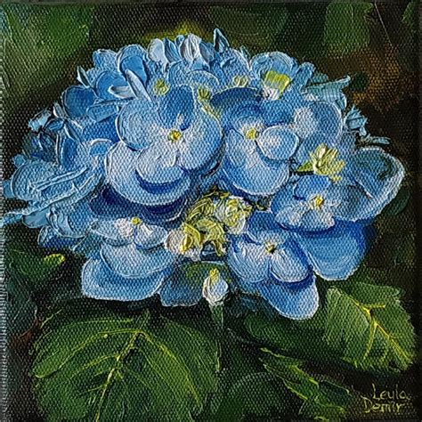 Blue Hydrangea Original Oil Painting Realistic Still Life Etsy