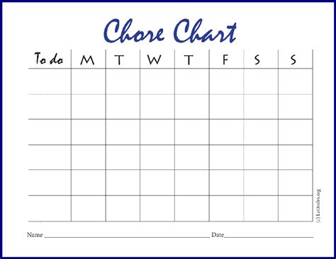 Plain Weekly Chore Chart Acn Latitudes
