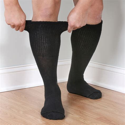 Mens Extra Wide Calf Diabetic Knee High Socks 3 Pairs Support Plus