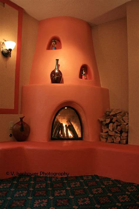 A Santa Fe Kiva Style Fireplace Southwest House Santa Fe Home