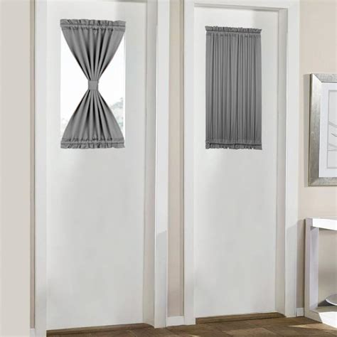 Panovous Grey French Door Curtains For Small Windows Rod Pocket