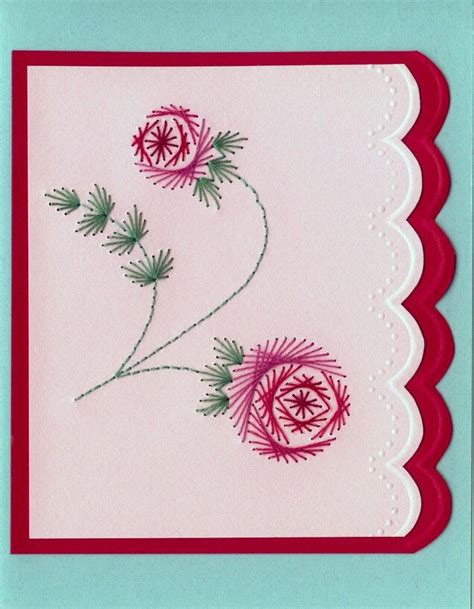 Hand Embroidered Card Paper Embroidery Embroidery Cards Pattern