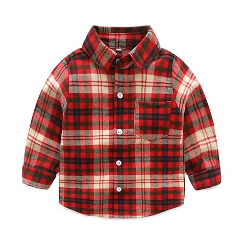 Little Boys Long Sleeve One Pocket Button Down Plaid Flannel Shirt