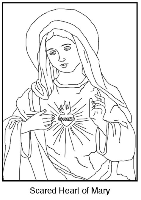 Coloring pages/dibujos de colorear (spanish) blank coloring pages (for use with other languages) Free Coloring Page ~ The Immaculate Heart of Mary - Schola ...