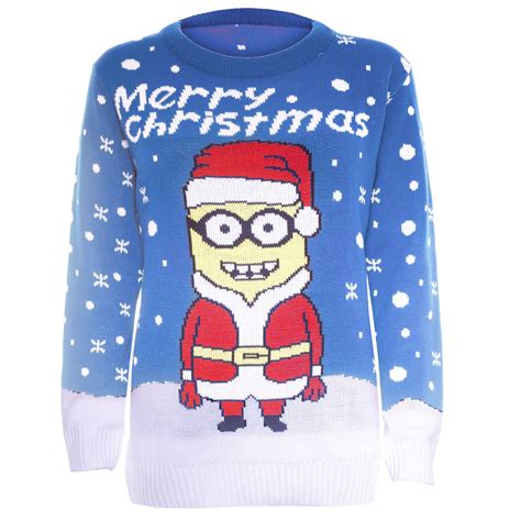 Womens Ladies Minion Santa Knit Novelty Despicable Me Christmas Sweater