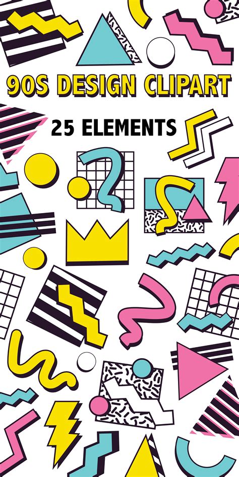 90s Design Clipart Retro 90s Graphic Design Element Icons Etsy 90s
