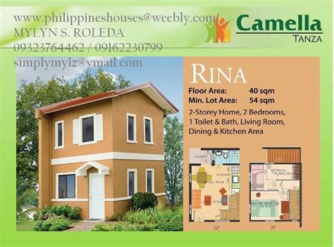 80 sqm floor plan 2 storey. RINA MODEL Floor Area : 40 sqm Lot area : 54 sqm FEATURES ...