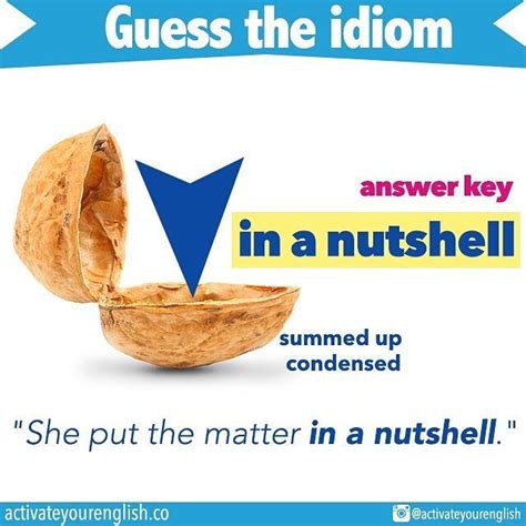 Guess The Idiom Key 📝 To Sum Up In A Nutshell It Can Be Used In The Beginning Of A Sentence