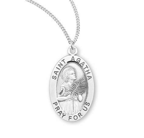 Patron Saint Agatha Oval Sterling Silver Medal Buy Religious Catholic