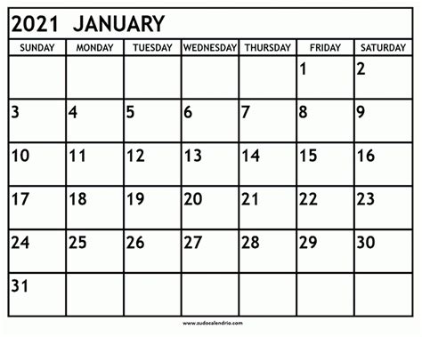 Word January 2021 Template Template Calendar Design