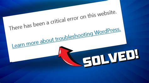How To Fix There Has Been A Critical Error On This Website On Wordpress Youtube