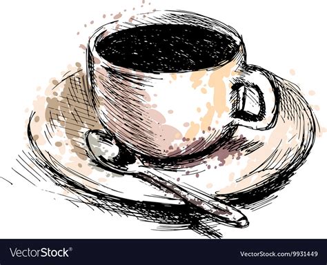 Colored hand drawing coffee cup Royalty Free Vector Image