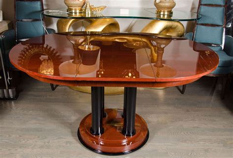 Elegant Art Deco Four Pedestal Center Hall Tabledining Table At 1stdibs