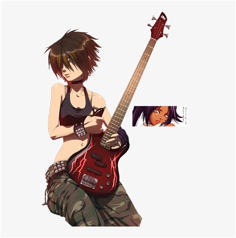 Anime Emo Girl Anime Rock Girl With Guitar Transparent Png 600x776