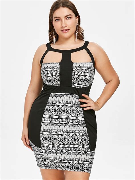 buy wipalo women 2019 summer plus size cutout tribal print bodycon dress sexy