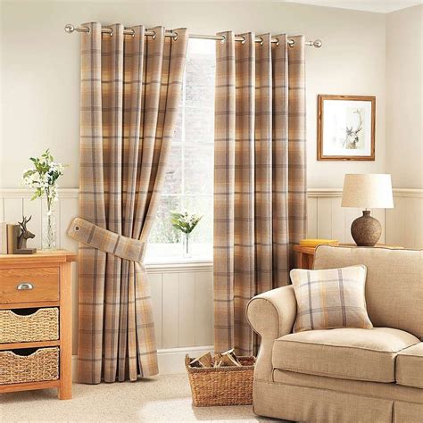 Highland Check Ochre Eyelet Curtains | Curtains dunelm, Tartan curtains
