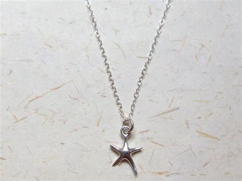 Free Shipping Sterling Silver 925 Starfish Charm Necklace By Oakbylf