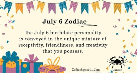 July 6 Zodiac Is Cancer Birthdays And Horoscope Zodiacsigns101