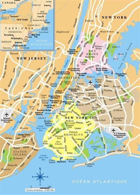 Map Of New York City New York City New York Map New York Usa