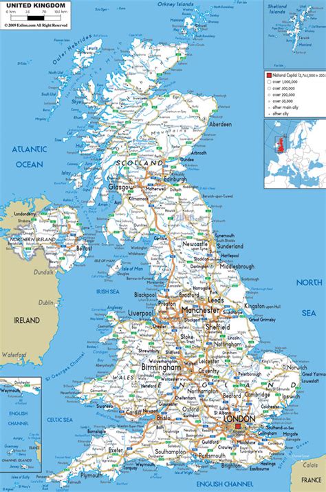 Large Detailed Road Map Of United Kingdom With All Cities And Airports
