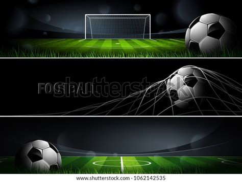 Sports Football Soccer Banners Dark Color Stock Vector Royalty Free