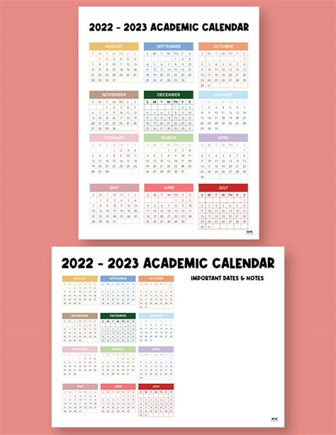 2022 2023 Academic Calendars 15 Free Printables Printabulls