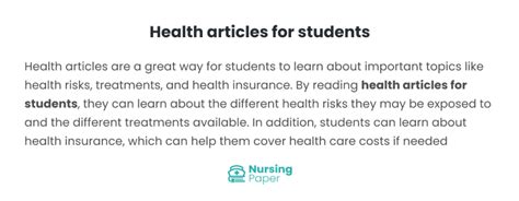 Health Articles For Students Turnitin Friendly Texts In A Wink