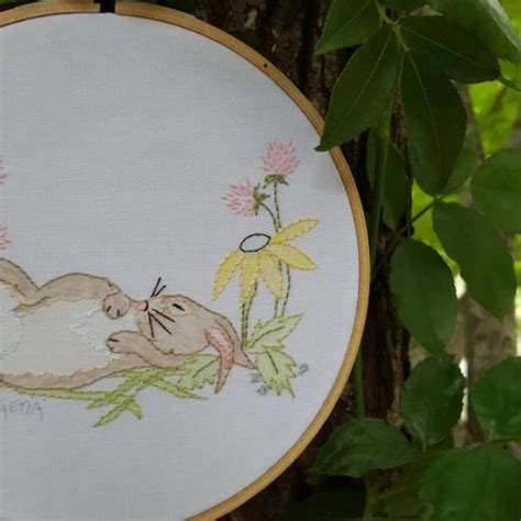 Hand Embroidery Design Bunny Rabbit Children Art Hoop Art Etsy