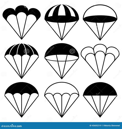 Parachute Icons Set Vector Illustration Stock Vector Illustration Of
