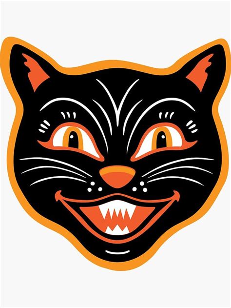 Halloween Vintage Black Cat Sticker For Sale By Jackrabbit Rituals