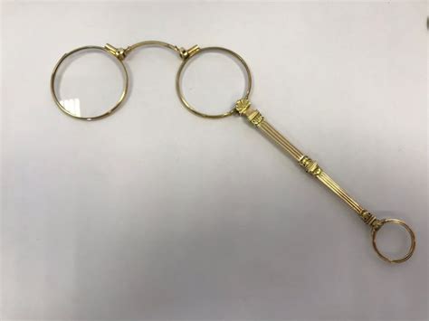 vintage 14 kt yellow gold glasses model lorgnette model pocket sized imperial style dated