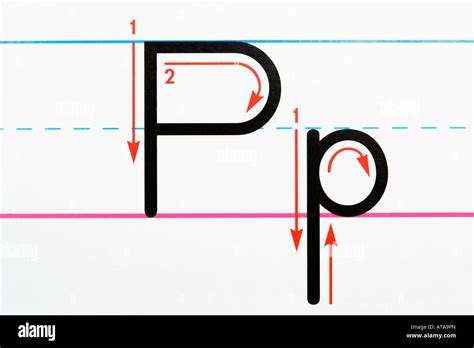 Close Up Of Letter P Handwriting Practice Page Stock Photo Alamy