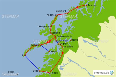 Braukšanas virzieni, attālumi maršrutā, kas izlido no vesterålen havn, norvēģija. Senja - Vesteralen - Lofoten von Helma4141 - Landkarte für ...