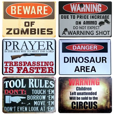 Beware Of Zombies Chic Home Bar Vintage Metal Signs Home Decor Vintage